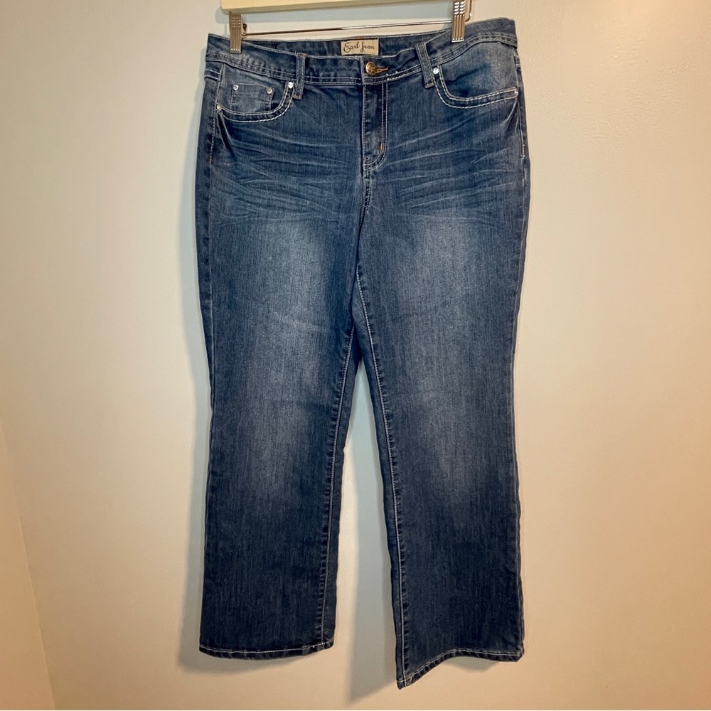 Earl Jeans Blue Straight Leg Denim with Subtle Fading